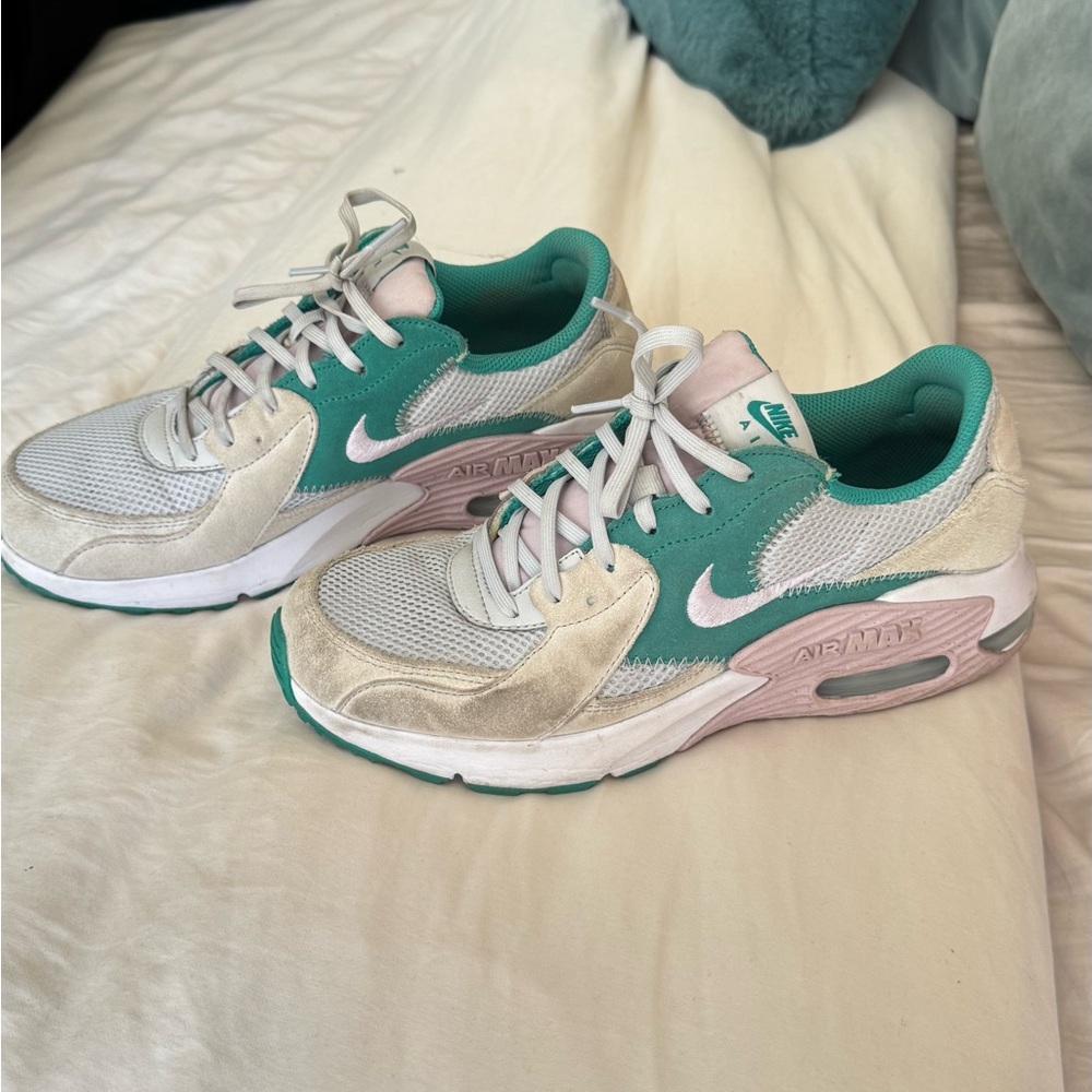 Well Worn Nike Turquoise and Light Gray Air Max Shoes - Picture 3 of 9
